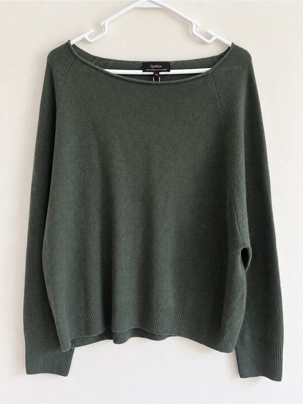 Quince 100% Mongolian Cashmere Boatneck Sweater — Moss — XL — NWT